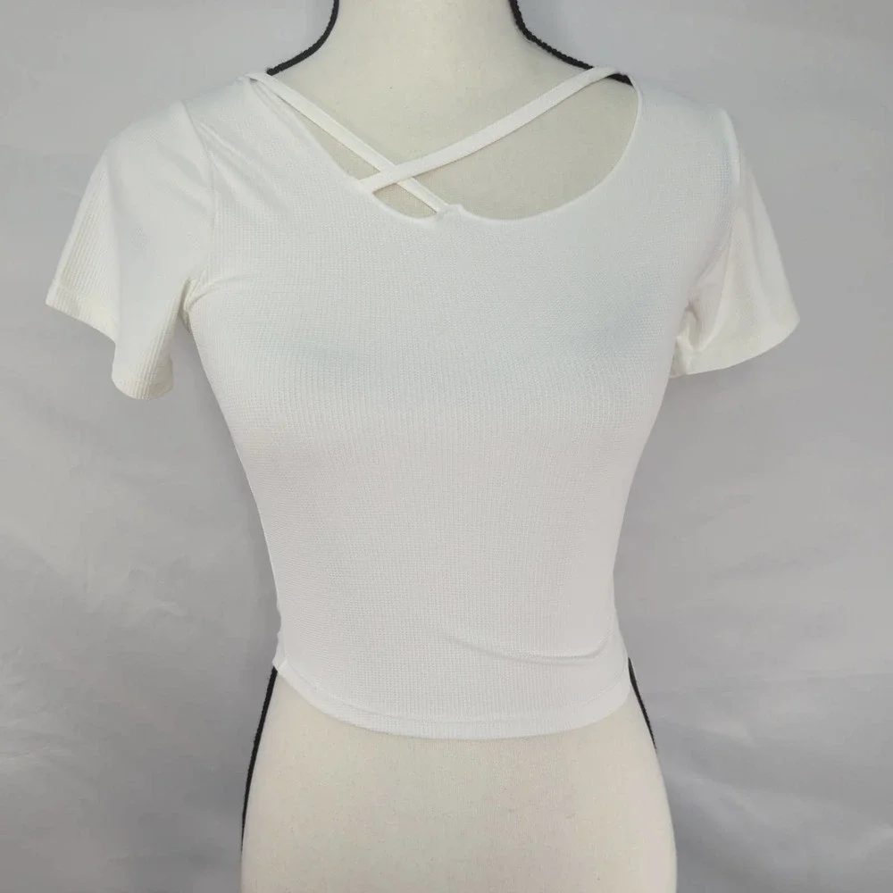 HALARA Short Sleeve Crisscross Cut Out Cropped Yoga Sports‎ Top